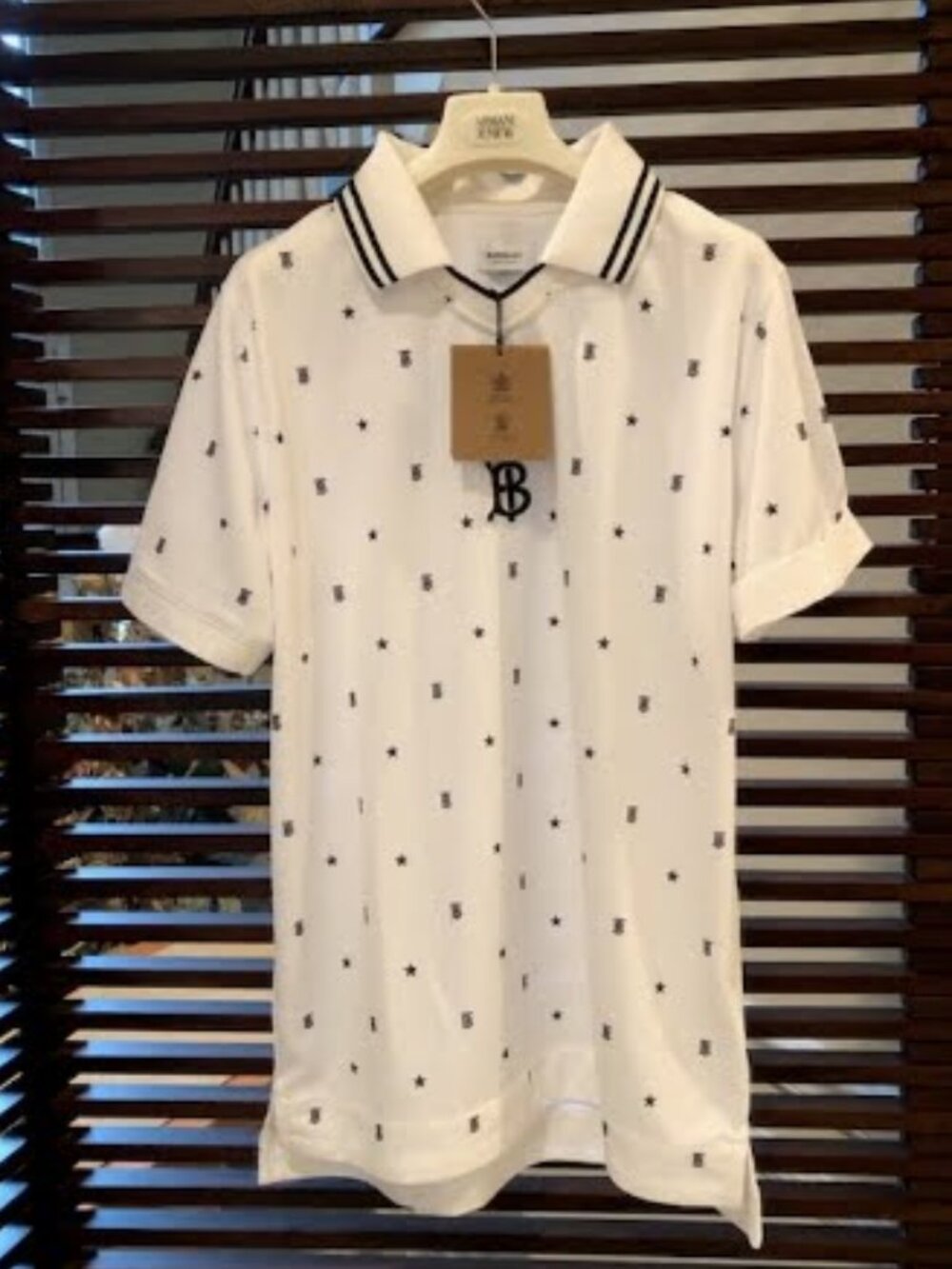 NWT $465 Burberry TB Monogram Graphic Print Collar Shirt White | Size: Y14 Boy